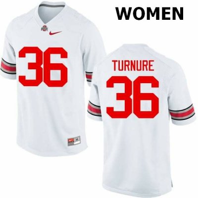 NCAA Ohio State Buckeyes Women's #36 Zach Turnure White Nike Football College Jersey YRH4545RM